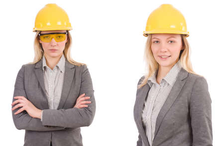 Woman architect isolated on whiteの写真素材