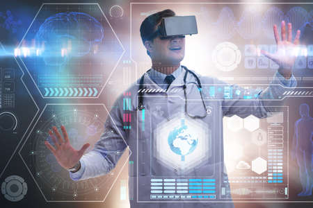 Telemedicine concept with doctor wearing VR glassesの写真素材