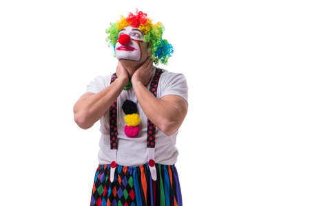 Funny clown acting silly isolated on white background