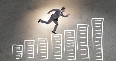 Businessman in career progress conceptの写真素材