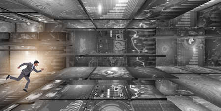 Businessman in abstract business conceptの写真素材