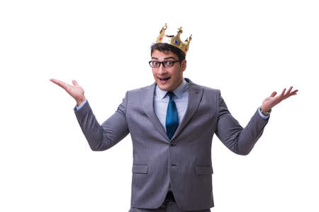 King businessman isolated on white backgroundの写真素材