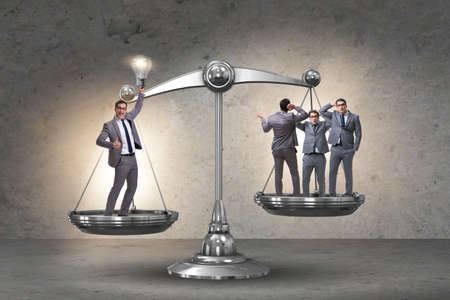 Man with idea is more important than people without ideasの写真素材