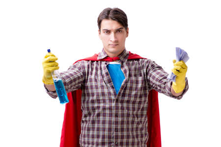 Super hero cleaner isolated on whiteの写真素材