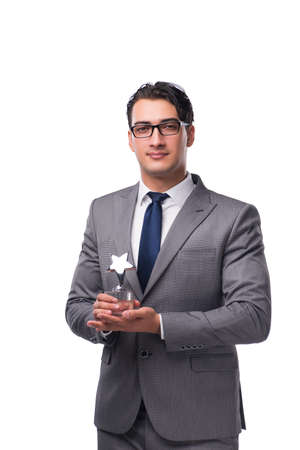 Businessman holding star award in business conceptの写真素材