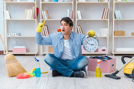 Man doing cleaning at home
