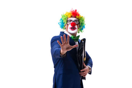 Funny clown businessman isolated on white background