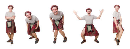 Funny scotsman isolated on whiteの写真素材