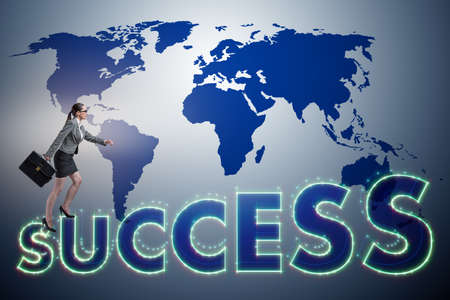 Businesswoman in success business conceptの写真素材