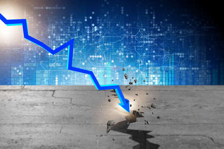 Chart showing financial crisis - 3d renderingの写真素材