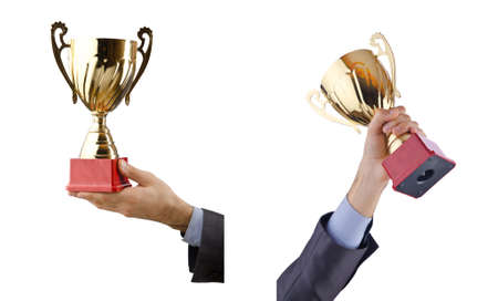 Collage of businessman receiving awardの写真素材