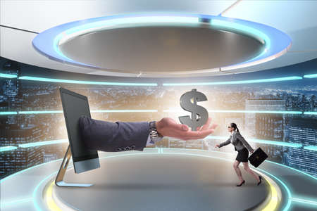 Businesswoman receiving investment in her startup businessの写真素材