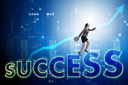 Businesswoman in success business conceptの写真素材