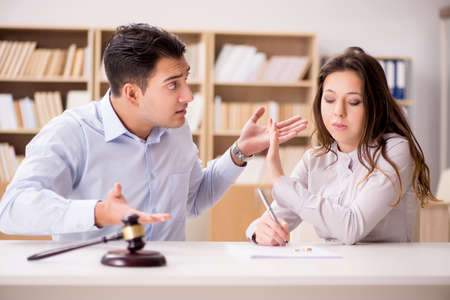 Young family in marriage divorce conceptの写真素材