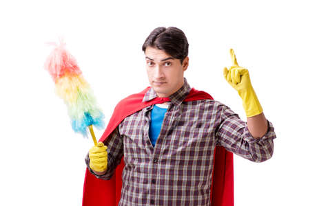 Super hero cleaner isolated on whiteの写真素材