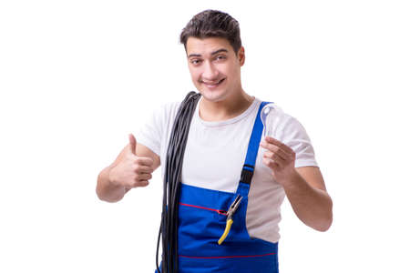 Man doing electrical repairsの写真素材