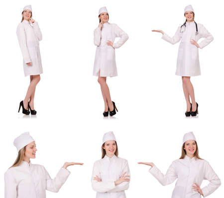 Young woman doctor isolated on whiteの写真素材