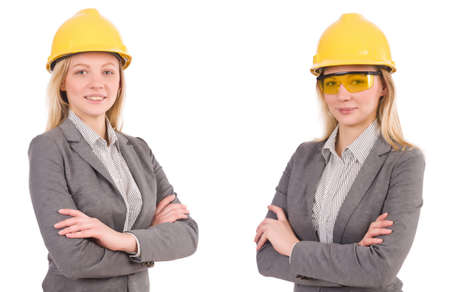 Woman architect isolated on whiteの写真素材