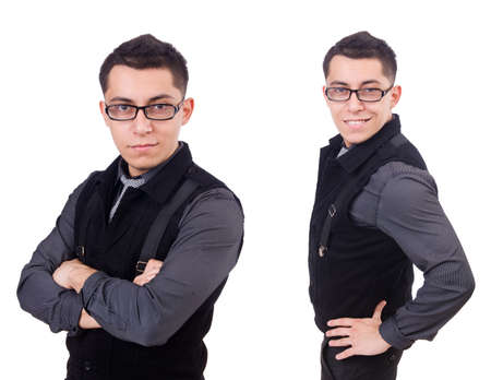 A young man wearing suit isolated on whiteの写真素材