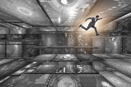 Businessman in abstract business conceptの写真素材