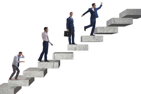 Business concept with man progressing through stages