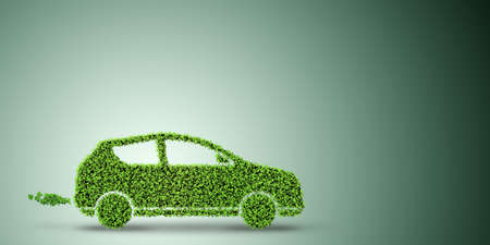 Electric car concept in green environment concept - 3d renderingの写真素材