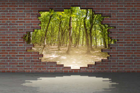 Vacation concept with brick wallの写真素材