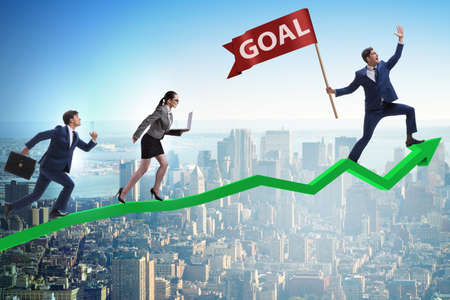 Businessman achieving his business goals and targetsの写真素材