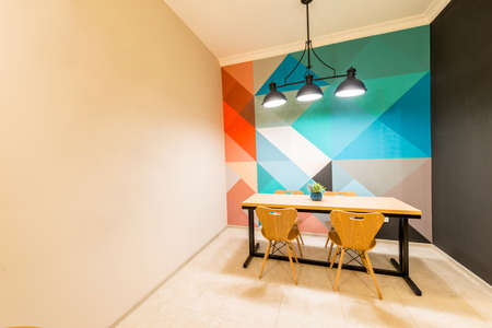 Kitchen furniture arranged in the room