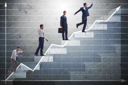 Business concept with man progressing through stagesの写真素材