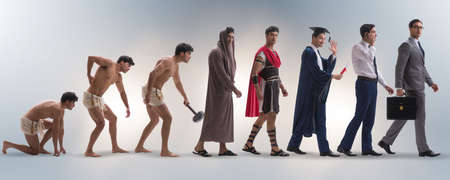 Progression of man mankind from ancient to modernの写真素材
