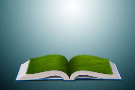 Open book in paper recycling concept - 3d renderingの写真素材
