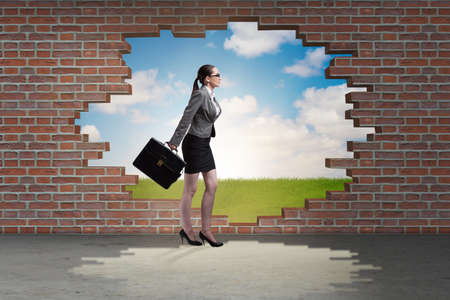 Businesswoman escaping for summer vacationの写真素材