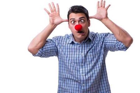 Funny man clown isolated on white backgroundの写真素材