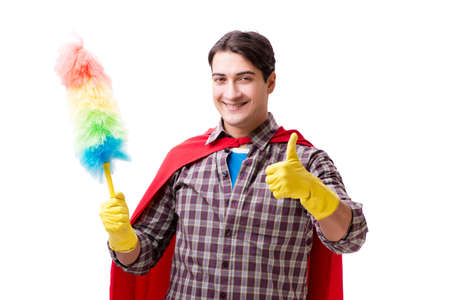 Super hero cleaner isolated on whiteの写真素材