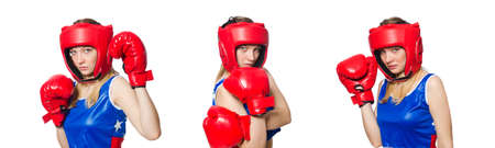 Female boxer isolated on the white backgroundの写真素材
