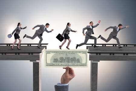 Financial concept crossing dollar bridgeの写真素材