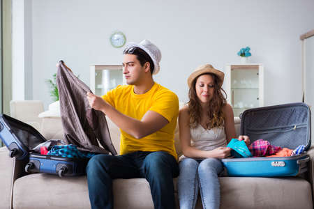 Young family preparing for travel vacationの写真素材