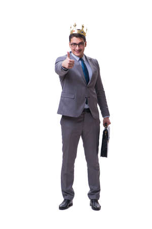 King businessman isolated on white backgroundの写真素材