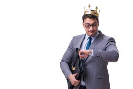 King businessman isolated on white backgroundの写真素材