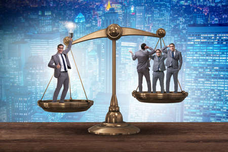 Man with idea is more important than people without ideasの写真素材