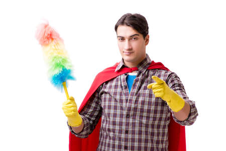 Super hero cleaner isolated on whiteの写真素材