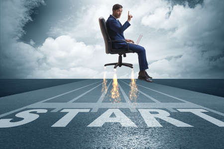 Businessman in career progression conceptの写真素材