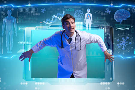Telemedicine concept with doctor and smartphoneの写真素材
