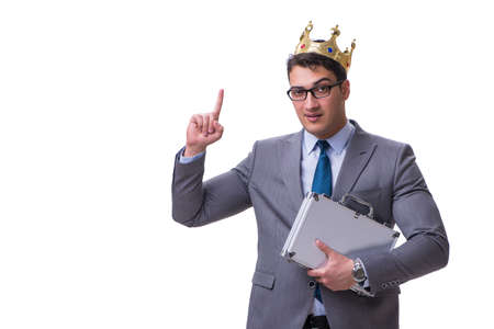 King businessman isolated on white backgroundの写真素材