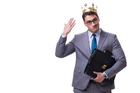 King businessman isolated on white backgroundの写真素材