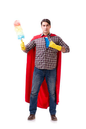 Super hero cleaner isolated on whiteの写真素材