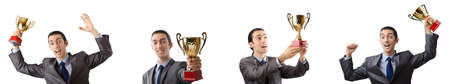 Collage of businessman receiving awardの写真素材