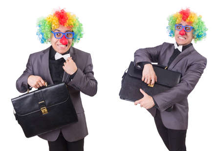 Clown businessman isolated on whiteの写真素材