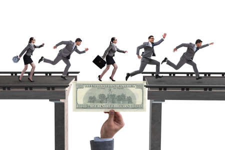 Financial concept crossing dollar bridgeの写真素材